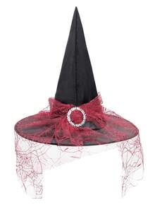 Halloween Witch Hat, Durio Lace Witch Hat - Halloween Wizard Costume Accessory, Mesh Lace Wizard Role Play Party Costume Accessory - Multicolor - View 12