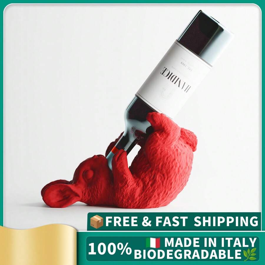ORIZZONTE Decorative Rabbit Bottle Holder In A Fun Style – Wine Stand, Ironic Design For Kitchen, Table, Bar Or Original Gift For Wine Lovers, 27 * 11.9 * 16.3 Cm, 100% Made In Italy, Shipping From Italy