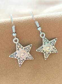 一对复古五角星耳环，圣诞节