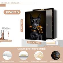 1pc Black Dog Canvas Painting, Wall Art Living Room Bedroom Canvas