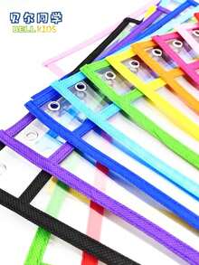 BELLKIDS 6/12 Transparent Double-Sided Erasable Dry Erase Bags With 8-Color Pens, Hanging Writing File Bags, Colored Graffiti And Painting Bags, PVC Storage Bags, Literacy Games, Interactive Props, Perfect For Classrooms, Families, Student Stationery, And Teaching Tools.