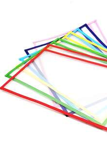 BELLKIDS 6/12 Transparent Double-Sided Erasable Dry Erase Bags With 8-Color Pens, Hanging Writing File Bags, Colored Graffiti And Painting Bags, PVC Storage Bags, Literacy Games, Interactive Props, Perfect For Classrooms, Families, Student Stationery, And Teaching Tools.