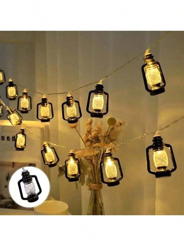 1PC 1.5M10LED/3M20LED Halloween Black Kerosene Bottle Battery Box Light String, Excluding Battery, Warm White Light, Suitable For Halloween, Parties, Living Room, Bedroom, Camping, Festival Decoration