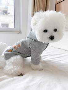1件宠物衣服，狗狗/猫咪服装，小型犬可爱装扮，保暖舒适的小型宠物卫衣，适合秋冬季穿着 - 灰色 - 查看 4