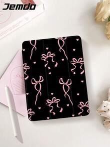 1 件粉色蝴蝶结和心形图案保护壳/保护套，适用于 Apple Tablet 10.2 英寸、Apple Pro 11 2021/2020/10th Gen/Mini 6，兼容 Apple (A16) 11 英寸 11th Gen 2025、Apple Air 5th Gen 2022，带铅笔槽，防摔，支持自动睡眠/唤醒 - 彩色 - 查看 10