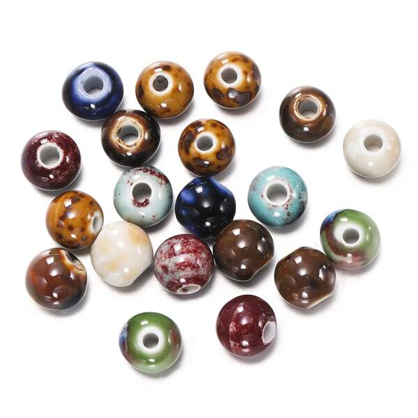 50 piezas de 6/8/10 mm Cuentas cerámicas redondas sueltas de colores mixtos para hacer pulseras, collares y accesorios de joyería DIY