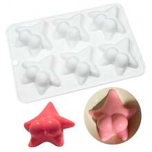 6 Cavity Cartoon Pang Da Xing Pudding Cake Silicone Mold – Reusable DIY Jelly, Ice Cream, Mousse Cake, Rice Cake Baking Tool For Kitchen - White - View 1