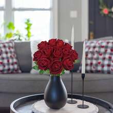 1/5/10/20/30/200 piezas Rosa roja oscura artificial, flores falsas, adecuadas para ramos de boda DIY, decoración de mesa, despedida de soltera, decoración del Día de San Valentín, baby shower, decoración del hogar - Rojo - Ver 4