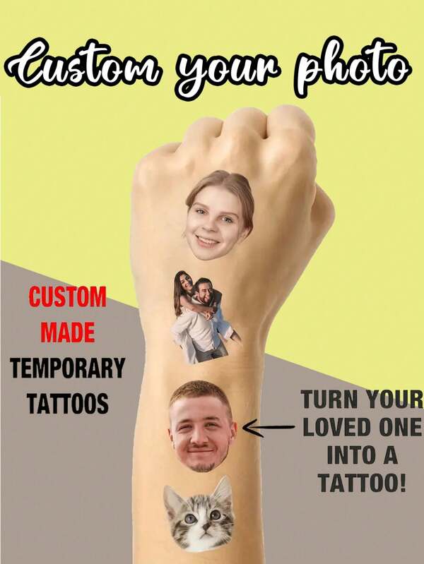 Custom Birthday Party Temporary Tattoos - Personalized Photo Design Temporary Tattoo Stickers - Black Heartbeat With English Phrases For Fingers And Wrists, Realistic Body Art Decoration, Great For Sister Parties, Bachelorette Parties And Birthday Celebrations,