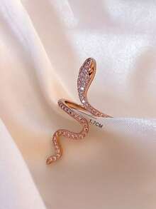 Nooxian 1pc Snake-Shaped Ring For Women, Minimalist Unique Design Personalized Open Ring For Index Finger - Rose Gold - View 11