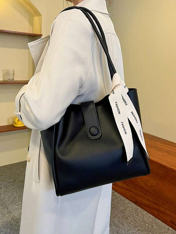 Large Capacity Leisure Minimalist PU Single Shoulder Bag, Suitable For: Shopping, Travel, Gift, YK2, The Preferred Type Of Bag.