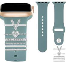 6 Peças/Conjunto Letras de Strass de Liga A-Z Adequadas para Pulseira de Silicone do , Anel Decorativo com Letra em Formato de Coração