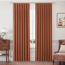 Beige Linen% Blackout Curtains 84 Inch Long, Rod Pocket/Back Tab/Hook Belt/Clip Rings, Thermal Insulated Drapes Bedroom Living Room With Hooks (1 Panel, 60 X 84), Stylish Window Treatments - 紅陶 - 查看 1