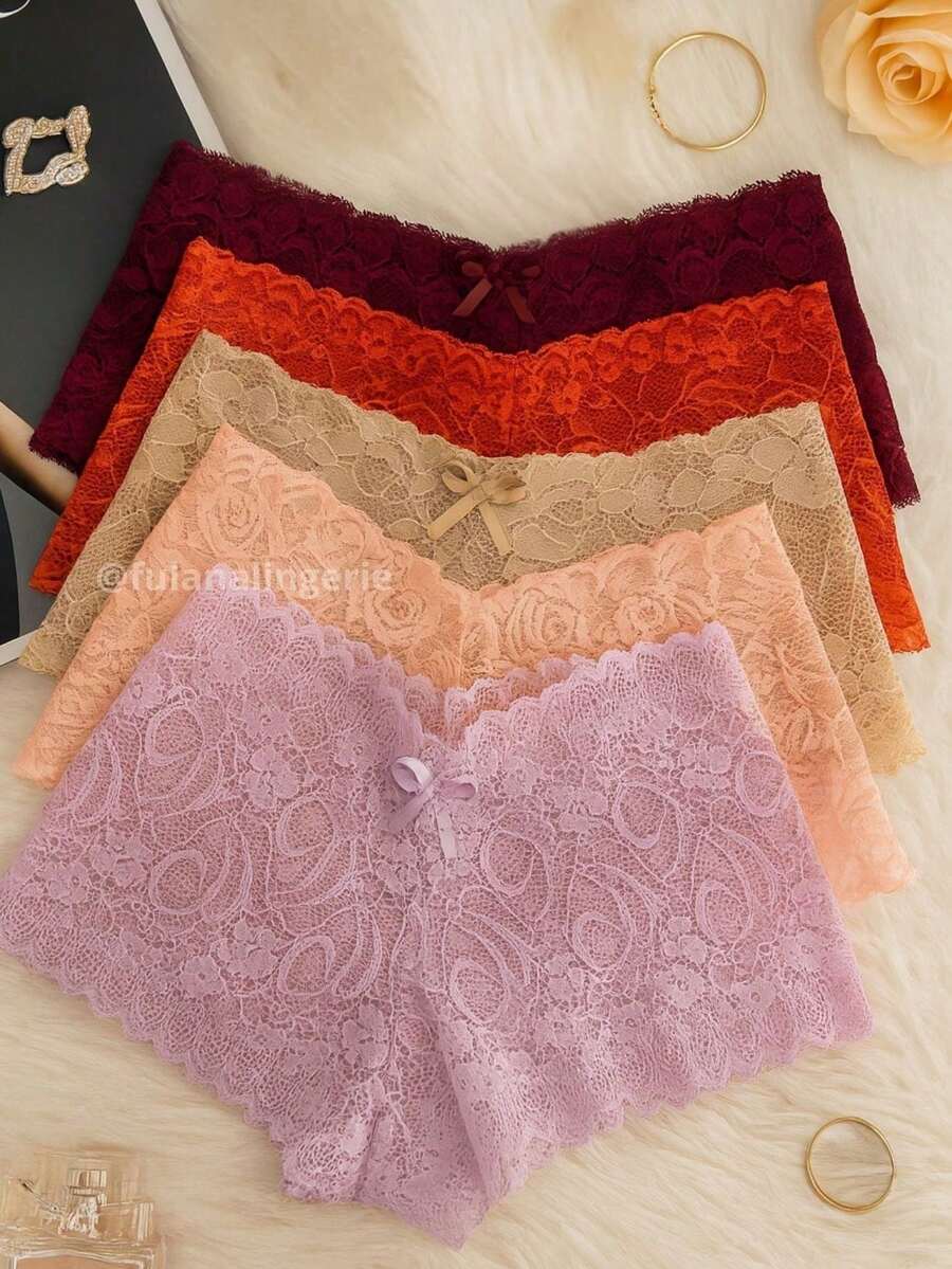 Kit 4 Shorts Panties Calesson Shorts Briefs Sensual Lace - Calesson - 彩色 - 查看 1