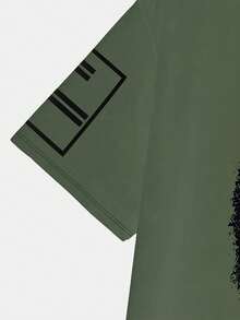 Herren lässiges Crew-Neck T-Shirt, Polyester Strickstoff mit leichter Dehnung, Regular Fit, mit 3D Totenkopf-Aufdruck, patriotische Schulterstreifen, für neuartige Grafik-T-Shirts