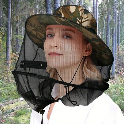 Beekeeping Hat With Mosquito Net, Bug Proof Head Net For Outdoor Activities, Beekeeping, Hiking, Gardening, Fishing, Breathable Mesh Bucket Hat, Unisex Sun Protection Hat For Men Women