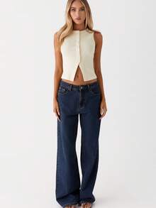 Women Button Down Tank Tops Casual Summer Solid Color Sleeveless Crop Shirt Basic Vest Aesthetic Clothes For Streetwear - 黃色 - 查看 4