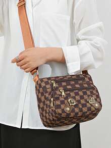 方包多口袋男女新款单肩包斜挎包商务包中老年旅行背包 - 彩色 - 查看 8