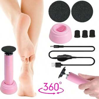 Removedor eléctrico de callosidades de pies alimentado por USB, adecuado para talones agrietados y piel muerta, ideal para el spa en casa