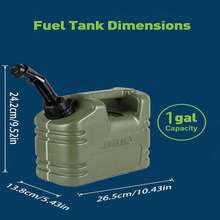 1 Gallon Storage Container Can, Durable Non-Spill W/Visible Stripe, Air Release Valve, 10" X 9" X 5"  5 Gallon Storage Container Can No-Spill With Visible Stripe, Air Release Valve, Durable - Army Green - View 3
