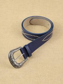 APLCSEY 1pc Women's Fashion Beaded Waist Belt, Versatile Rhinestone Metal Pattern, Gift For Valentine's Day, Holiday Outfit Accessory, Elegant Classic Fall, Autumn, Halloween - Blue - View 2