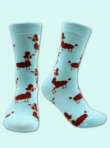 3 pares de calcetines casuales de media pantorrilla con gráficos de animales para mujer