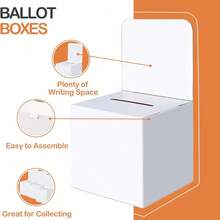 3 Packs White Glossy Cardboard Ballot Box With Slot - 6x6x6 Inch DIY Theme Suggestion Box With Detachable Header For Fundraising, Voting Contests, Party Events, Carnival Admission Ballot Boxes - Multicolor - View 5