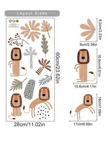 SURELIFE 1pc Boho Cartoon Animals Vinyl Wall Stickers PVC Wall Decals For Children Kids Room Nursery Decor Peel And Stick