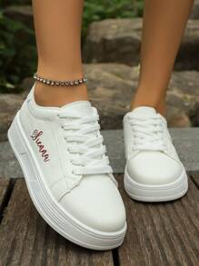 2025 New White Sneakers For Women, Korean Style Versatile Flat Casual Shoes, Student Sports White Shoes