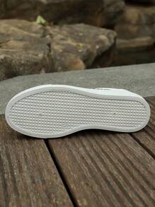 Women's New 2025 Versatile Letter Print Flat White Sneakers, Student Casual Shoes - White - View 2