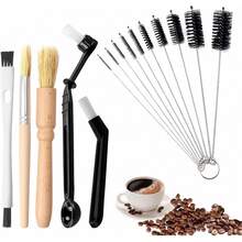 Spazzola per la pulizia della macchina da caffè - Confezione da 15 spazzole per cannucce, spazzola per bottiglie con manico lungo, spazzola flessibile per bottiglie d'acqua, bicchieri, tazze, caffettiere, tazze, bottiglie d'acqua, tubi piegati