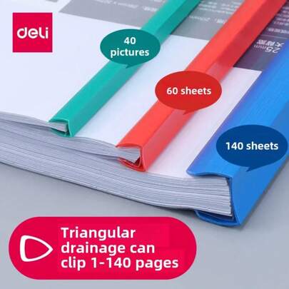 Deli Retractable Transparent Storage Clip A4 Document Office Binder Report Folder Plastic Page Dividers Organizer