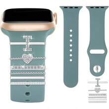 6 Peças/Conjunto Letras de Strass de Liga A-Z Adequadas para Pulseira de Silicone do , Anel Decorativo com Letra em Formato de Coração