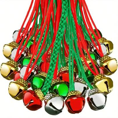10/20 piezas Colgante de campana, Collar de campana de Navidad, Suministros para fiestas (Rojo, Verde, Dorado, Plata), Collar decorativo para fiestas navideñas, Decoración colgante para el hogar y exteriores, Adornos navideños, Decoración del hogar, Decoración de habitaciones, Decoración de invierno