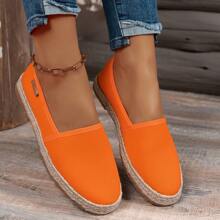 Mocasines tipo pescador retro clásicos para mujer, con suela de paja, unicolor minimalista y versátil, zapatos planos casuales, adecuados para el uso diario y todas las estaciones, nuevos zapatos para mujer 2025