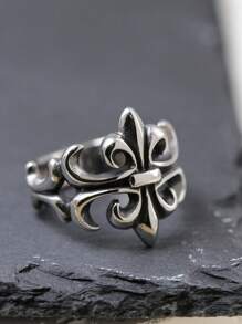 1pc Punk Style Stainless Steel Ring, Cool Gift For Men, Party Accessory - Silver - View 13