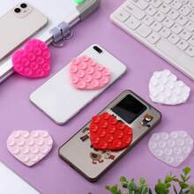 1pc Heart-Shaped Silicone Phone Grip, 19 Pcs Silicone Phone Stick-On Handle, Double-Sided Heart-Shaped Anti-Slip Accessory For Phone Case, Multi-Color Options - Multicolor - View 5