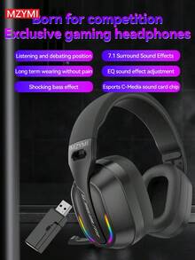 MZYMI ENC Noise Cancelling 2.4G Wireless Headphones Foldable True Gaming Music Earphones Outdoor Waterproof Sports Over Ear Headset With Mic For Running - 黑色 - 查看 1