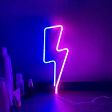 1 Dấu hiệu neon độ sáng cao kết hợp giữa sét, tên lửa, môi, mặt trăng, sao và mây, chạy bằng pin và USB, 13,3x5,1in (xấp xỉ 34x13cm), đèn tường trang trí LED nghệ thuật màu vàng ấm áp cho phòng khách, văn phòng, phòng ngủ, Ngày lễ tình nhân, ngày của mẹ, Giáng sinh, đám cưới, sinh nhật, tiệc tùng, trang trí nội thất - Đèn neon treo tường hình tia sét - Xem 13