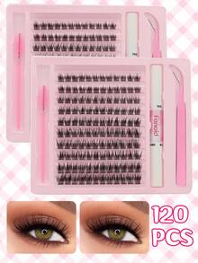 200 PEÇAS/180 PEÇAS/150 PEÇAS/100 PEÇAS Conjunto de Extensão de Cílios Falsos de Múltiplos Estilos de Grande Capacidade com Adesivo de Extensão de Cílios, Pinça de Selagem de Cílios, Kit de Cílios Falsos Volumosos Tipo C de 10-16mm de Comprimento Misto, Aparência Natural, Enrolamento, Efeito 3D, Adequado para Uso Diário e Várias Ocasiões