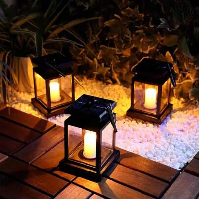 1PC Outdoor Solar Lighting Lights, Solar Lanterns, Intelligent Flashing Flameless Candle LED Lights, Solar Lights For Garden Outdoor Hanging Decoration, Used For Dining Table, Yard, Lawn, Outdoor Party Decoration
