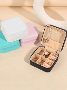 1 件便携式珠宝盒，简约珠宝收纳盒，旅行珠宝收纳盒，适用于耳环、戒指、项链、手镯、小巧化妆包，圣诞节、复活节、伴娘、女性夏季旅行的完美礼物收纳盒旅行必需品返校宿舍收纳秋季装饰
