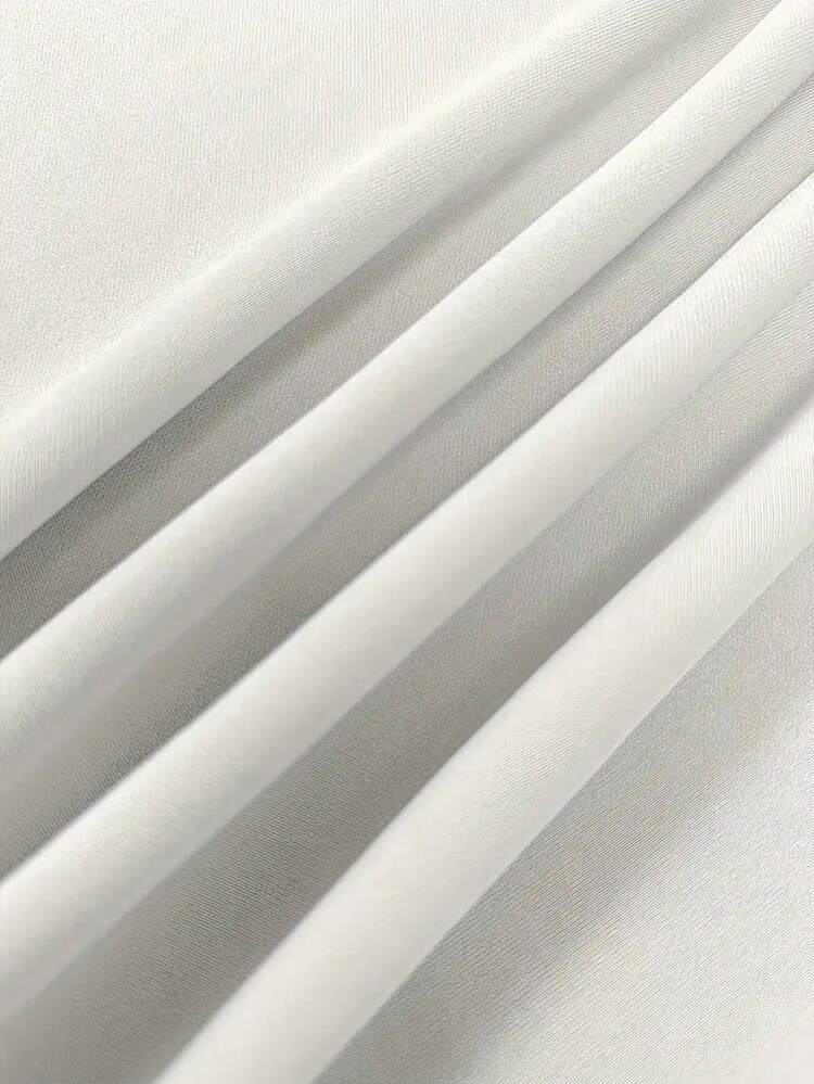 Women's Fashionable Elegant Contrast Color Long Sleeve Dress - White - View 3