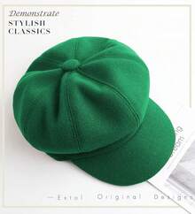 Women Beret Newsboy Hat French Wool Cap Classic Autumn Spring Winter - màu xanh lá - Xem 5