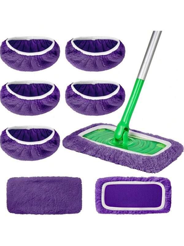 2/4/6/8 PIEZAS Almohadillas de repuesto reutilizables de color verde para trapeador - Almohadillas de microfibra lavables para trapeador húmedo y seco compatibles con escobas de trapeado, perfectas para la limpieza de superficies y pisos de madera dura (El trapeador NO está incluido)