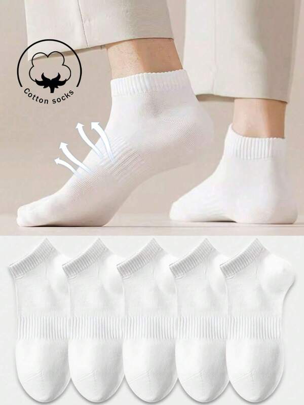 1/3/5/10 Paar Herren Socken, Baumwollsocken, unsichtbare Socken und weiße Socken. Geeignet für Herbst/Winter/Frühling, atmungsaktiv, feuchtigkeitsableitend, für Sport, Geschäft, Lässig und saisonale Anlässe.