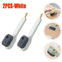1pc Multi-Function Automatic Spot Shoe Brush Soft Hair Hand Pressure Hanging Hole Suitable For Clothing Carpet Plastic Handles - 白色 - 查看 9