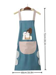 1pc Adjustable Neck Kitchen Apron With 1 Pocket, Waterproof And Oil-Resistant Cooking Chef Apron, Unisex