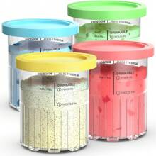 4 paquetes de contenedores de 24 onzas compatibles con las series NC299AMZ y NC300s de máquinas de helados Creami, tazas de repuesto extra para los recipientes Creamy, herméticos, antideslizantes y aptos para lavavajillas (tazas reutilizables para helados)