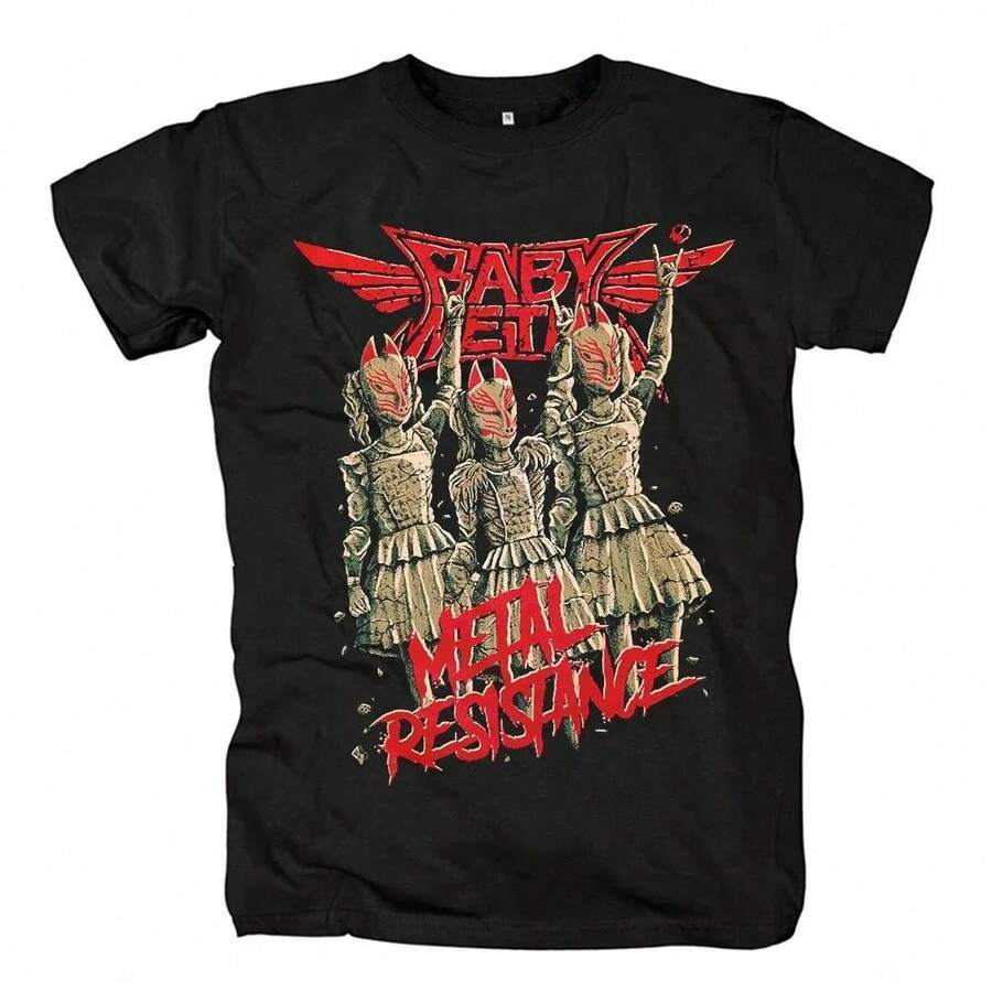 2025 BABYMETAL Graphic T-Shirt Men's And Women's Cotton O Collar Casual Street Wear Harajuku Summer Fashion Unisex T-Shirt - 黑色 - 查看 1